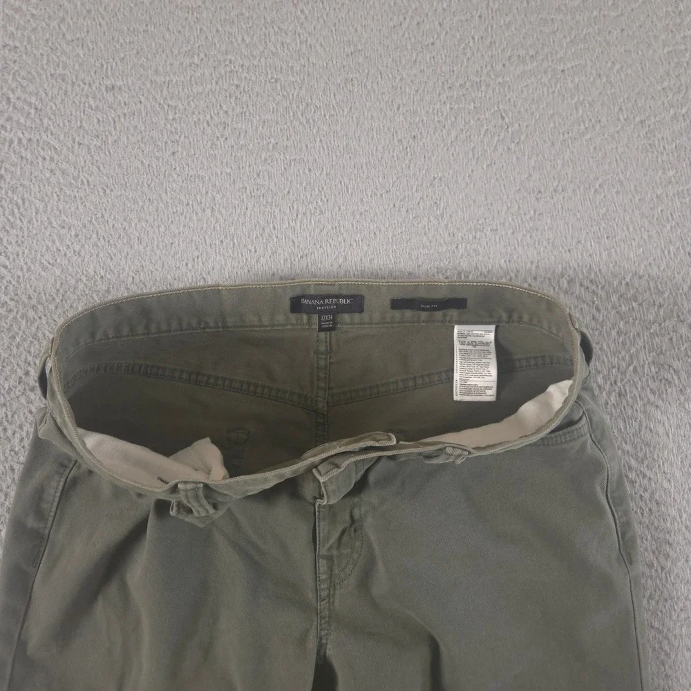 Banana Republic Pants Mens 32x34 Green Slim Traveler Cotton Modal Stretch Chino